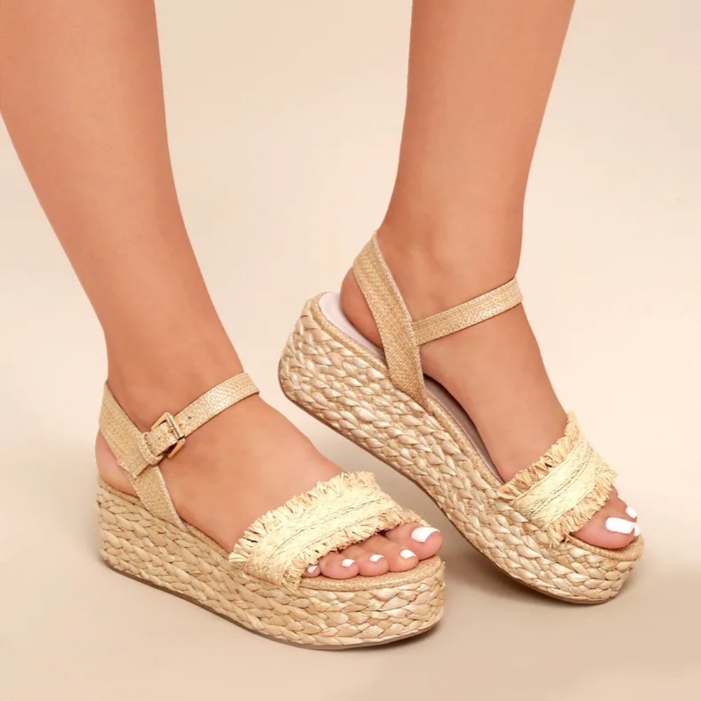 Chinese Laundry Ziba Natural Straw Flatform Sandals